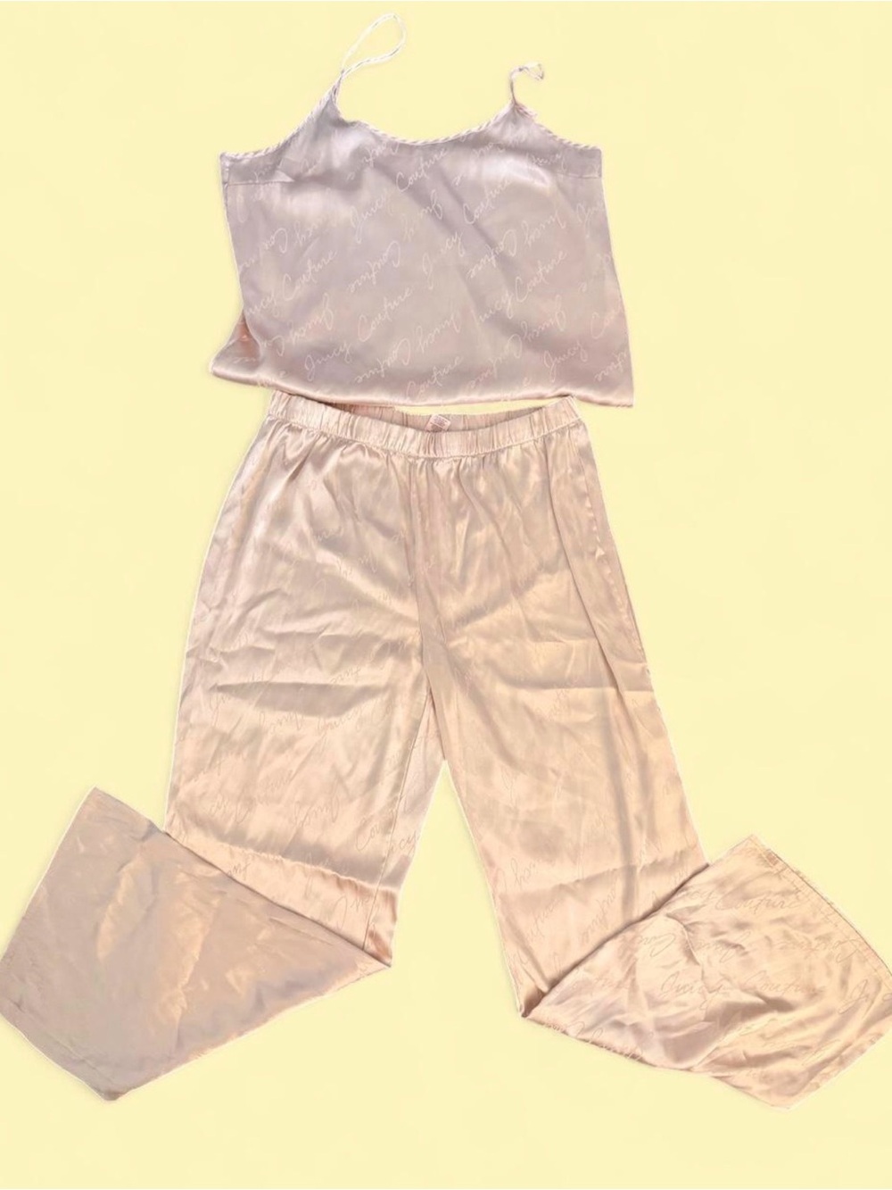 Juicy Couture Pale Pink Satin Cami & Wide-Leg Pajama Set